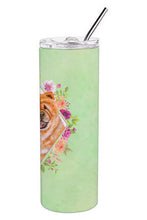 Load image into Gallery viewer, Chow Chow #1 Green Flowers Double Walled Stainless Steel 20 oz Skinny Tumbler CK4291TBL20