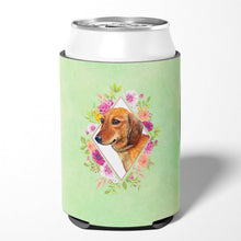 Load image into Gallery viewer, Dachshund Red #1 Green Flowers Can or Bottle Hugger CK4294CC