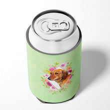 Load image into Gallery viewer, Dachshund Red #1 Green Flowers Can or Bottle Hugger CK4294CC