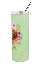 Load image into Gallery viewer, Dachshund Red #1 Green Flowers Double Walled Stainless Steel 20 oz Skinny Tumbler CK4294TBL20