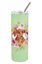 Load image into Gallery viewer, Dachshund Red #2 Green Flowers Double Walled Stainless Steel 20 oz Skinny Tumbler CK4295TBL20
