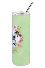 Load image into Gallery viewer, Dalmatian Puppy Green Flowers Double Walled Stainless Steel 20 oz Skinny Tumbler CK4296TBL20