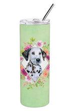 Load image into Gallery viewer, Dalmatian Puppy Green Flowers Double Walled Stainless Steel 20 oz Skinny Tumbler CK4296TBL20