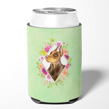 Load image into Gallery viewer, Doberman Pinscher Green Flowers Can or Bottle Hugger CK4298CC