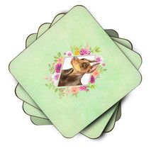 Load image into Gallery viewer, Doberman Pinscher Green Flowers Coasters - Set of 4 Lightweight Foam, Absorbent Drink Coasters  CK4298FC