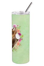 Load image into Gallery viewer, Doberman Pinscher Green Flowers Double Walled Stainless Steel 20 oz Skinny Tumbler CK4298TBL20