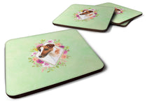 Load image into Gallery viewer, Jack Russell Terrier Green Flowers Coasters - Set of 4 Lightweight Foam, Absorbent Drink Coasters  CK4301FC
