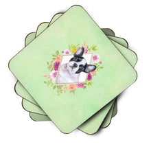 Load image into Gallery viewer, French Bulldog Green Flowers Coasters - Set of 4 Lightweight Foam, Absorbent Drink Coasters  CK4303FC