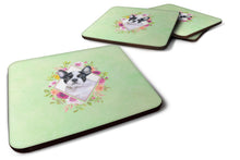 Load image into Gallery viewer, French Bulldog Green Flowers Coasters - Set of 4 Lightweight Foam, Absorbent Drink Coasters  CK4303FC