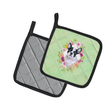 Load image into Gallery viewer, French Bulldog Green Flowers Pot Holders - Set of 2 - Heat-Resistant Kitchen Essentials CK4303PTHD