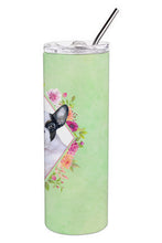 Load image into Gallery viewer, French Bulldog Green Flowers Double Walled Stainless Steel 20 oz Skinny Tumbler CK4303TBL20