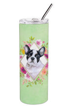 Load image into Gallery viewer, French Bulldog Green Flowers Double Walled Stainless Steel 20 oz Skinny Tumbler CK4303TBL20