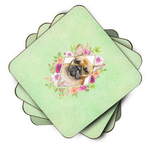 Load image into Gallery viewer, Fawn French Bulldog Green Flowers Coasters - Set of 4 Lightweight Foam, Absorbent Drink Coasters  CK4304FC