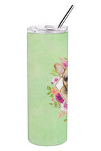 Load image into Gallery viewer, Fawn French Bulldog Green Flowers Double Walled Stainless Steel 20 oz Skinny Tumbler CK4304TBL20