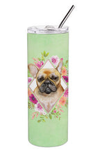 Load image into Gallery viewer, Fawn French Bulldog Green Flowers Double Walled Stainless Steel 20 oz Skinny Tumbler CK4304TBL20