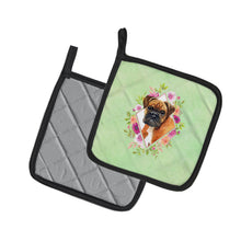 Load image into Gallery viewer, German Boxer Green Flowers Pot Holders - Set of 2 - Heat-Resistant Kitchen Essentials CK4305PTHD