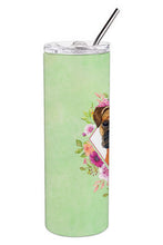Load image into Gallery viewer, German Boxer Green Flowers Double Walled Stainless Steel 20 oz Skinny Tumbler CK4305TBL20