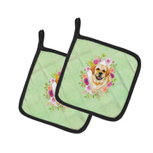 Load image into Gallery viewer, Golden Retriever Green Flowers Pot Holders - Set of 2 - Heat-Resistant Kitchen Essentials CK4309PTHD