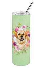 Load image into Gallery viewer, Golden Retriever Green Flowers Double Walled Stainless Steel 20 oz Skinny Tumbler CK4309TBL20