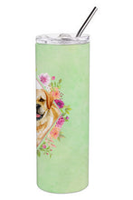 Load image into Gallery viewer, Golden Retriever Green Flowers Double Walled Stainless Steel 20 oz Skinny Tumbler CK4309TBL20
