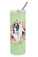 Load image into Gallery viewer, Great Dane Green Flowers Double Walled Stainless Steel 20 oz Skinny Tumbler CK4310TBL20