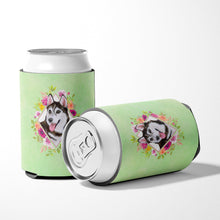 Load image into Gallery viewer, Siberian Husky #1 Green Flowers Can or Bottle Hugger CK4311CC