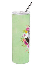 Load image into Gallery viewer, Siberian Husky #1 Green Flowers Double Walled Stainless Steel 20 oz Skinny Tumbler CK4311TBL20