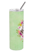 Load image into Gallery viewer, Siberian Husky #2 Green Flowers Double Walled Stainless Steel 20 oz Skinny Tumbler CK4312TBL20