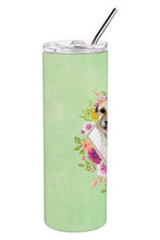 Load image into Gallery viewer, Irish Wolfhound Green Flowers Double Walled Stainless Steel 20 oz Skinny Tumbler CK4313TBL20