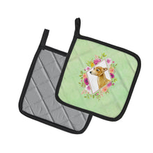 Load image into Gallery viewer, Italian Greyhound Green Flowers Pot Holders - Set of 2 - Heat-Resistant Kitchen Essentials CK4314PTHD