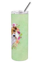 Load image into Gallery viewer, Jack Russell Terrier #1 Green Flowers Double Walled Stainless Steel 20 oz Skinny Tumbler CK4315TBL20