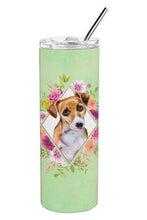 Load image into Gallery viewer, Jack Russell Terrier #1 Green Flowers Double Walled Stainless Steel 20 oz Skinny Tumbler CK4315TBL20