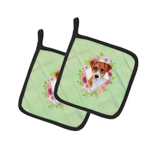 Load image into Gallery viewer, Jack Russell Terrier #2 Green Flowers Pot Holders - Set of 2 - Heat-Resistant Kitchen Essentials CK4316PTHD