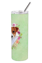 Load image into Gallery viewer, Jack Russell Terrier #2 Green Flowers Double Walled Stainless Steel 20 oz Skinny Tumbler CK4316TBL20