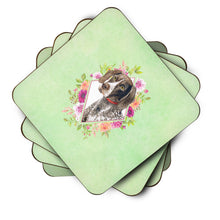 Load image into Gallery viewer, German Shorthaired Pointer Green Flowers Coasters - Set of 4 Lightweight Foam, Absorbent Drink Coasters  CK4317FC