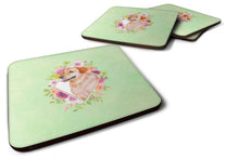 Load image into Gallery viewer, Yellow Labrador Retriever Green Flowers Coasters - Set of 4 Lightweight Foam, Absorbent Drink Coasters  CK4318FC