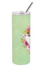 Load image into Gallery viewer, Yellow Labrador Retriever Green Flowers Double Walled Stainless Steel 20 oz Skinny Tumbler CK4318TBL20