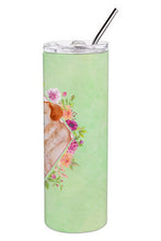 Load image into Gallery viewer, Yellow Labrador Retriever Green Flowers Double Walled Stainless Steel 20 oz Skinny Tumbler CK4318TBL20