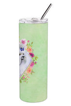 Load image into Gallery viewer, Maltese Green Flowers Double Walled Stainless Steel 20 oz Skinny Tumbler CK4319TBL20