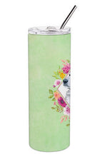 Load image into Gallery viewer, Great Pyrenees Green Flowers Double Walled Stainless Steel 20 oz Skinny Tumbler CK4320TBL20