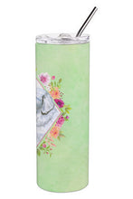 Load image into Gallery viewer, Great Pyrenees Green Flowers Double Walled Stainless Steel 20 oz Skinny Tumbler CK4320TBL20