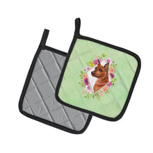 Load image into Gallery viewer, Miniature Pinscher Green Flowers Pot Holders - Set of 2 - Heat-Resistant Kitchen Essentials CK4321PTHD
