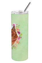 Load image into Gallery viewer, Miniature Pinscher Green Flowers Double Walled Stainless Steel 20 oz Skinny Tumbler CK4321TBL20