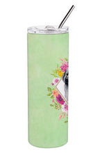 Load image into Gallery viewer, Moscow Watchdog Green Flowers Double Walled Stainless Steel 20 oz Skinny Tumbler CK4322TBL20