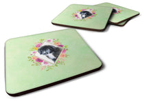 Load image into Gallery viewer, Newfoundland Puppy Green Flowers Coasters - Set of 4 Lightweight Foam, Absorbent Drink Coasters  CK4324FC