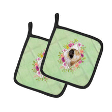 Load image into Gallery viewer, Pekingese Green Flowers Pot Holders - Set of 2 - Heat-Resistant Kitchen Essentials CK4326PTHD