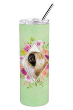 Load image into Gallery viewer, Pekingese Green Flowers Double Walled Stainless Steel 20 oz Skinny Tumbler CK4326TBL20