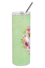 Load image into Gallery viewer, Corgi Green Flowers Double Walled Stainless Steel 20 oz Skinny Tumbler CK4327TBL20
