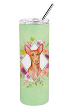 Load image into Gallery viewer, Pharaoh Hound Green Flowers Double Walled Stainless Steel 20 oz Skinny Tumbler CK4328TBL20