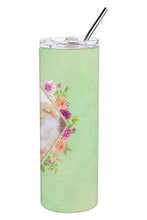 Load image into Gallery viewer, Pomeranian #2 Green Flowers Double Walled Stainless Steel 20 oz Skinny Tumbler CK4330TBL20